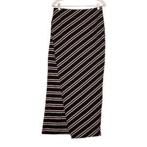 White House Black Market Rayon Striped Stretchy Soft Midi Skirt Size Medium NWOT